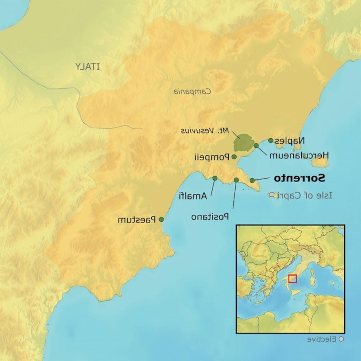 阿马尔菲旅游目的地地图